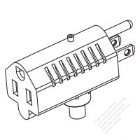 USA/Canada NEMA 5-15P/15R T Shape AC Plug, 2 P/ 3 Wire Grounding 15A 125V