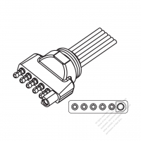 RV, Truck, Trailer Heavy Duty Vehicle, 6-Blade +1-Round-Pin to 6-Round-Pin Plug