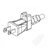 USA/Canada NEMA 1-15P Straight AC Plug, 2 P/ 2 Wire Non-Grounding, 15A 125V