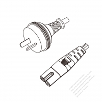 Australia 2-Pin Plug to IEC 320 C7 Power Cord Set (PVC) 1.8M (1800mm) Black  (H05VVH2-F 2X0.75MM )