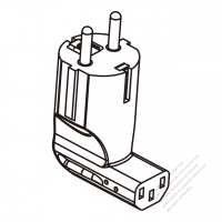 Adapter Plug, European Angle Type to IEC 320 C13 Female Connector 3 to 3-Pin 10A 250V