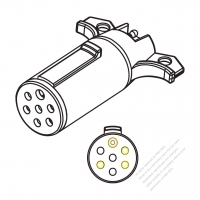 Heavy Duty Vehicle/ Trailer Adapter, 7 way round to 4-way (3 female & 1 male)