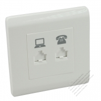 China Wall Plate RJ45+RJ11 Receptacle