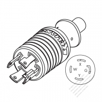 USA/Canada NEMA L14-30P Twist Locking AC Plug, 3 P/ 4 Wire Grounding 30A, 125V/250V