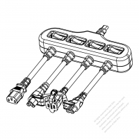 USA/ Canada Type Power Strip NEMA 1-15R/ IEC C5/ C7 /C13, 4 outlets 2/ 3-Pin