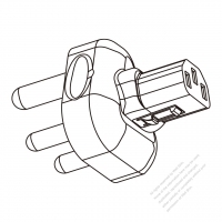 Adapter Plug, South African Type to IEC 320 C13 Female Connector 3 to 3-Pin 10A 250V