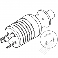 USA/Canada NEMA L6-20P Twist Locking AC Plug, 2 P/ 3 Wire Grounding 20A 250V