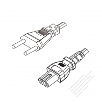 Switzerland 2-Pin Plug to IEC 320 C7 Power Cord Set (PVC) 1.8M (1800mm) Black  (H03VVH2-F 2X0.75MM )