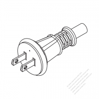 Taiwan/ Japan 2-Pin 2 wire Straight AC Plug, 7~15A 125V