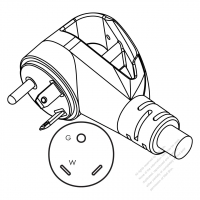 USA/Canada RV AC Plug, NEMA TT-30P, 2 P/ 3 Wire Grounding Elbow, 30 A 120V