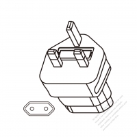 Adapter Plug, UK plug to Europe connector 3 to 2-Pin