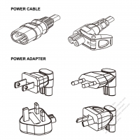 Notebook/DV Adapter Power Cord Set, China/Europe/UK/Australia + C7 figure 8 Adapter, Power Cord Set figure 8 (Sheet C) plug + C7 figure 8 Connector , 1M, 2-Pin 2.5A/250V