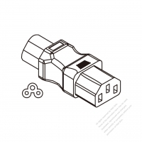 Adapter Plug, IEC 320 Sheet A Inlet to C13 Female Connector (For PC), 3 to 3-Pin