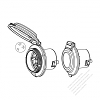 USA/Canada Marine Grade Twist Locking Inlet NEMA L6-30P Contoured Power Inlet, Watertight Cap, 30A 250V