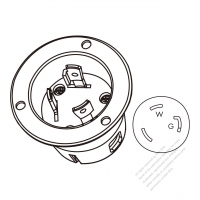 USA/Canada Locking Flanged Inlet NEMA L5-30P, 2 P 3 Wire Grounding, 30A 125V