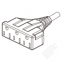 USA/Canada Flabellate connector 3-Pin (NEMA 5-15R) Straight Blade, triple Outlet, heat-resistant.10A/13A/15A 125V