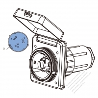 TW Marine Grade Twist Locking Inlet NEMA SS2-50P Standard Power Inlet, Watertight Cap, 50A 125/250V