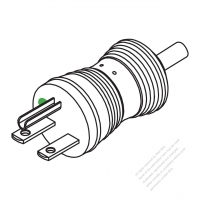 USA/Canada Hospital Grade AC Plug, NEMA 6-15P, 2 P, 3 Wire Grounding, 10/13/15A 250V