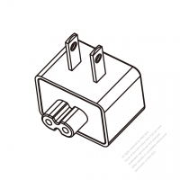 Adapter Plug, US, Angle Type to IEC 320 C7 Female Connector 2 to 2-Pin 2.5A 125V