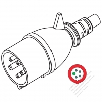 IEC 309  (3P+N+E ) IP 44 Splash proof AC Plug, 32A 440V (3H)