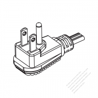 USA/Canada NEMA 5-15P Elbow AC Plug, 2 P/ 3 Wire Grounding 15A 125V