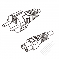 Korea 3-Pin Plug To IEC 320 C5 AC Power Cord Set Molding (PVC) 1.8M (1800mm) Black ( H05VV-F 3G 0.75mm2 )