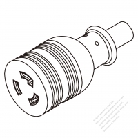 USA/Canada Twist Locking (L6-20R) 2 P 3 Wire Grounding , 20A 250V