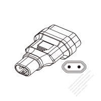 Adapter Plug, IEC 320 Sheet C inlet to Europe, 2 to 2-Pin