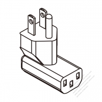 Adapter Plug, USA Angle Type to IEC 320 C13 Female Connector 3 to 3-Pin 10A 125V