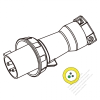 IEC 309 Plug 3-Pin 2P 3W, IP 67 Watertight plug 16A 100A~130V