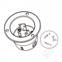 USA/Canada Locking Flanged Inlet NEMA L6-15P, 2 P 3 Wire Grounding 15A 250V