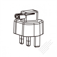 Adapter Plug, UK Angle Type to IEC 320 C7 Female Connector 3 to 2-Pin 2.5A 250V
