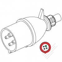 IEC 309 (3P+E ) IP 44 Splash proof AC Plug, 32A 440V (11H)