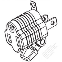 Adapter Plug, US NEMA 1-15P plug to 5-15R Connector, 2 to 3-Pin