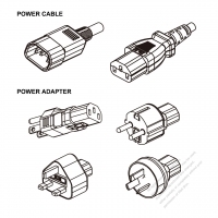 PC Adapter Power Cord Set, US/Europe/UK /Australia + C13 adapter, Power Cord Set Sheet E plug + C13 connector, 1M , 3-Pin 10A/13A 125V