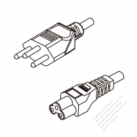 Switzerland 3-Pin Plug To IEC 320 C5 AC Power Cord Set Molding (PVC) 0.5M (500mm) Black ( H05VV-F 3G 0.75mm2 )