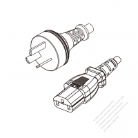 Argentina 3-Pin Plug to IEC 320 C13 Power Cord Set (PVC) 1.8M (1800mm) Black  (H05VV-F 3G 0.75MM2 )