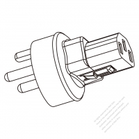 Adapter Plug, Denmark Type to IEC 320 C13 Female Connector 3 to 3-Pin 10A 250V