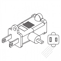 USA/Canada NEMA 1-15P/R T Shape AC Plug, 2 P/ 2 Wire Non-Grounding 15A 125V