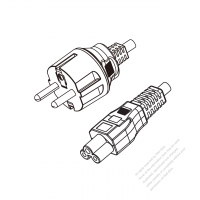 Europe 3-Pin Plug to IEC 320 C5 Power cord set (HF - Halogen free) 1.8M (1800mm) Black (H03Z1Z1-F 3X0.75MM )