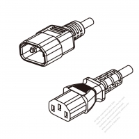 US/Canada 3-Pin IEC 320 Sheet E Plug To IEC 320 C13 AC Power Cord Set Molding (PVC) 1.8M (1800mm) Black (SVT 18/3C/60C )