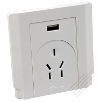 China Wall Plate Receptacle, 2+3-Pin 360 Rotatable type 10A with USB & Rack