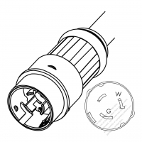 USA/Canada AC Plug, NEMA SS1-50P, 50A 125V, 2 P/ 3 Wire Grounding