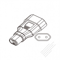 Adapter Plug, IEC 320 Sheet C inlet to Europe, 2 to 2-Pin 2.5A 250V