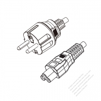 Korea 3-Pin Plug to IEC 320 C5 Power cord set (HF - Halogen free) 1.8M (1800mm) Black (H05Z1Z1-F 3X0.75MM )