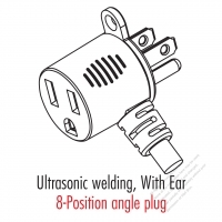 USA/Canada NEMA 5-15P/15R T Shape AC Plug, 2 P/ 3 Wire Grounding 15A 125V