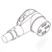 Range, Dryer and Welding Machine, Plug Connector (NEMA 14-50R) Straight, 3 P, 4 Wire Grounding , Elbow