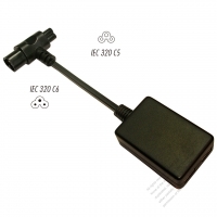 AC/DC 5V 1A T Shape USB adapter 3 Pin C5/ Sheet A + USB X 2, with 15cm AC Cord