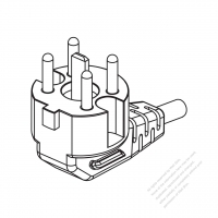 Sweden 5-Pin Elbow AC Plug, 16A 230/400V