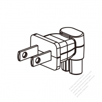 Japanese Angle Type 2-Pin AC Adapter Plug to IEC 320 C7 Female Connector 7A 125V